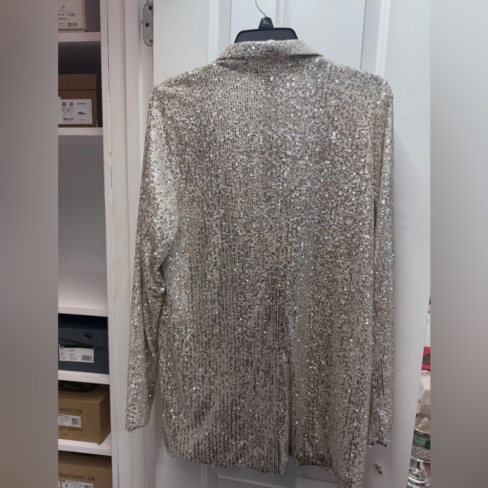 Gianni Bini Silver Sequin Blazer - Picture 3 of 5